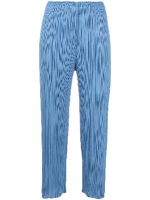 Pleats Please Issey Miyake - Blue Monthly Colors August Plissé Cropped Trousers