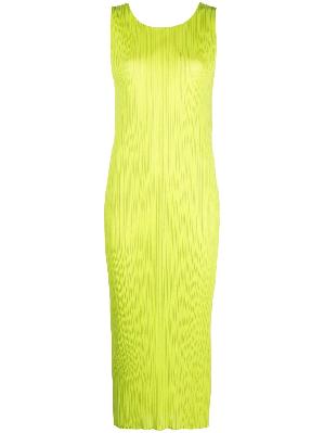 Pleats Please Issey Miyake - Green Plissé Sleeveless Midi Dress