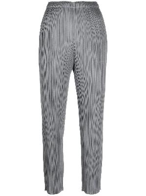 Pleats Please Issey Miyake - Grey Plissé Effect Cropped Trousers