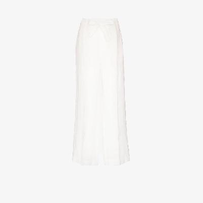 Polo Ralph Lauren - White Drawstring Wide Leg Linen Trousers