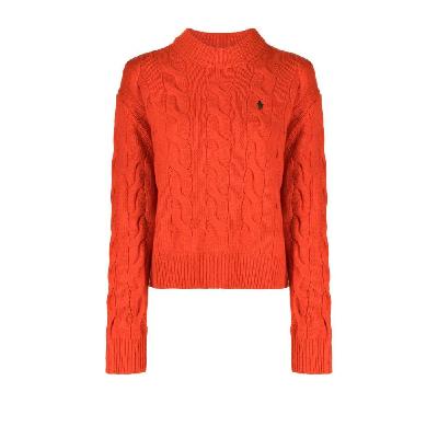 Polo Ralph Lauren - Orange Logo Cable-Knit Wool Sweater