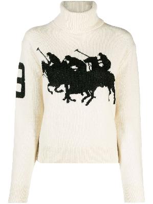 Polo Ralph Lauren - White Intarsia Knit Roll Neck Sweater