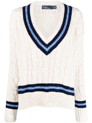 Polo Ralph Lauren - Cream Cable-Knit V-Neck Pullover