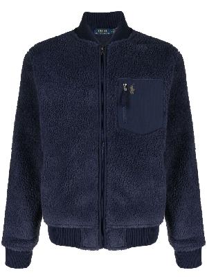 Polo Ralph Lauren - Blue Logo Embroidered Fleece Bomber Jacket