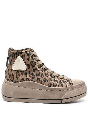 R13 - Brown Leopard Print High-Top Sneakers