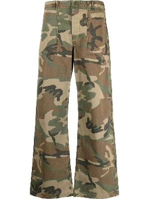 R13 - Green Camouflage-Print Wide-Leg Trousers
