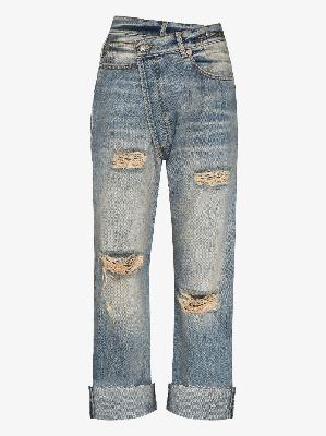 R13 - Blue Crossover Distressed-Effect Jeans