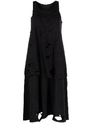 R13 - Black Distressed Layered Midi Dress