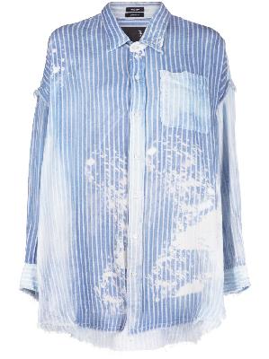 R13 - Blue Bleached Pinstripe Shirt
