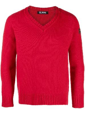 Raf Simons - Red Hammersleeve V-Neck Sweater