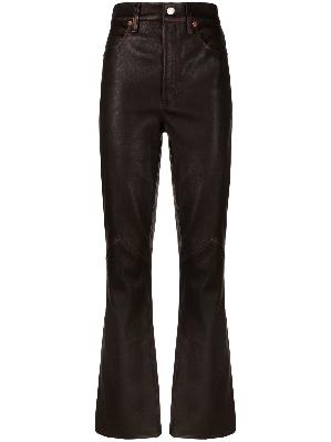RE/DONE - Brown High Waist Flared Leather Trousers