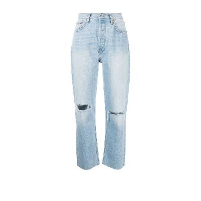 RE/DONE - Blue ‘70s Stove Pipe Cropped Jeans
