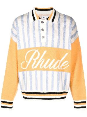 Rhude - Neutral Logo Intarsia Knit Polo Shirt