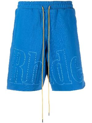 Rhude - Blue Logo Embroidered Drawstring Shorts