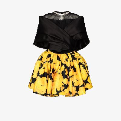 Richard Quinn - Exaggerated Collar Floral Silk Mini Dress