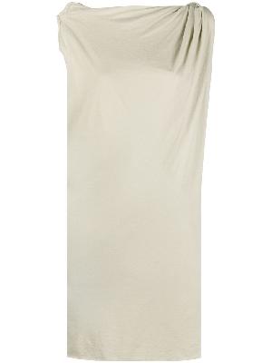 Rick Owens DRKSHDW - Neutral Toga Draped Cotton Mini Dress
