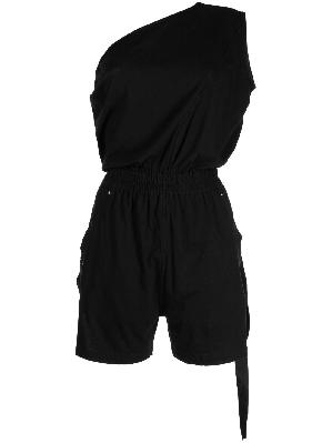 Rick Owens DRKSHDW - Black One-Shoulder Cotton Playsuit