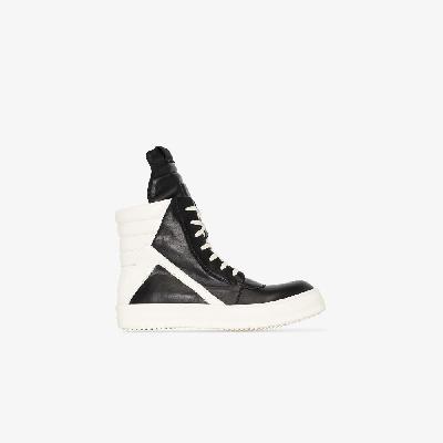 Rick Owens - Black And White Geobasket High Top Leather Sneakers
