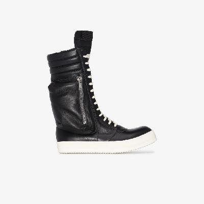 Rick Owens - Black Fogachine Cargobasket High Top Leather Sneakers