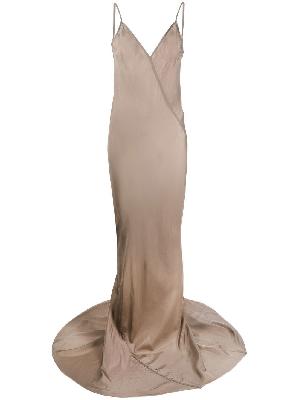 Rick Owens - Grey V-Neck Satin Gown