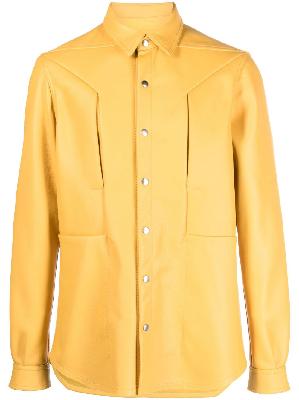 Rick Owens - Yellow Fogpocket Leather Overshirt