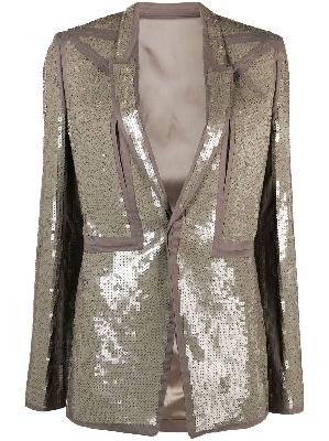 Rick Owens - Brown Sequin Embellished Blazer