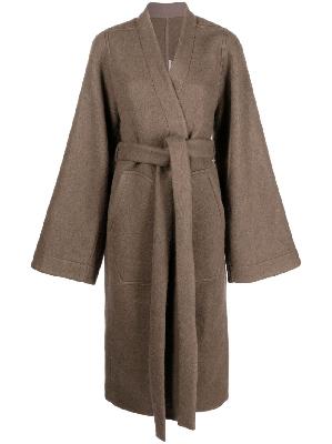 Rick Owens - Brown Dagger Belted Wool Coat