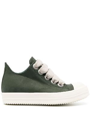 Rick Owens - Green Lace-Up Leather Sneakers