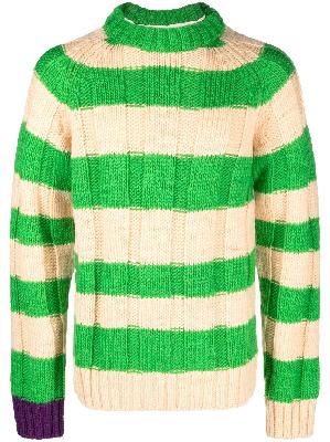 Sacai - Green And Neutral Striped Wool Jumper