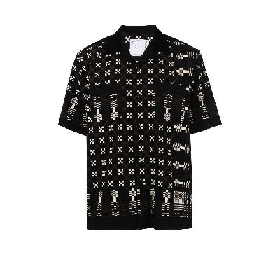 Sacai - Black Geometric Print Cotton Shirt