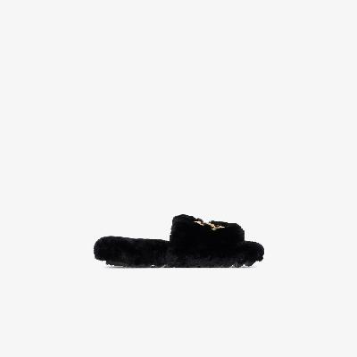 Sacai - Black Hotel Embroidered Logo Slippers