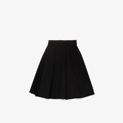 SHUSHU/TONG - Black Pleated Raw Hem Wool Skirt