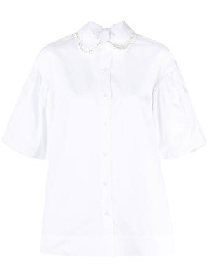 Simone Rocha - White Pearl Embellished Puff Sleeve Shirt