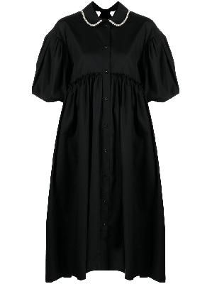 Simone Rocha - Black Pearl Embellished Puff Sleeve Shirtdress