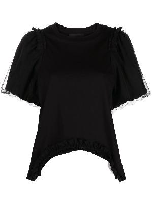 Simone Rocha - Black Asymmetric Tulle T-Shirt