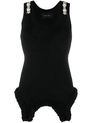 Simone Rocha - Black Pearl Embellished Ruffle Knit Top