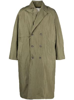 Song For The Mute - Sage Green Long Double-Breasted Trench Coat