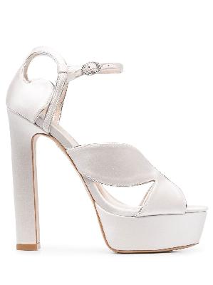 Sophia Webster - White Rita 140 Satin Platform Leather Sandals