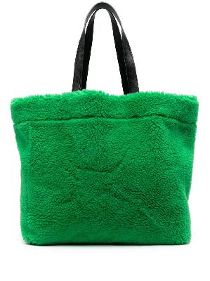 STAND STUDIO - Green Faux-Shearling Tote Bag