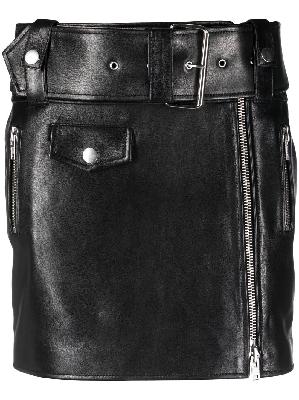 STAND STUDIO - Black Biker Belted Leather Mini Skirt