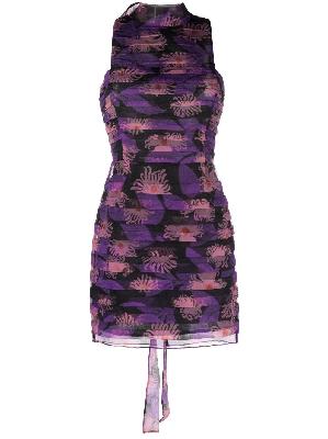 STAUD - Purple Printed Turtleneck Mini Dress