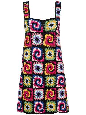 STAUD - Black Crochet Mini Dress