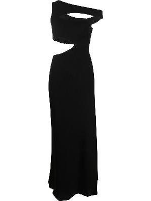 STAUD - Black Prismatic Asymmetric Maxi Dress