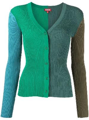 STAUD - Green Cargo Colourblock Knit Cardigan
