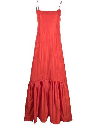 STAUD - Red Florence Taffeta Tiered Gown