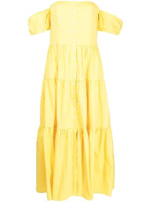 STAUD - Yellow Off-Shoulder Button-Down Dress