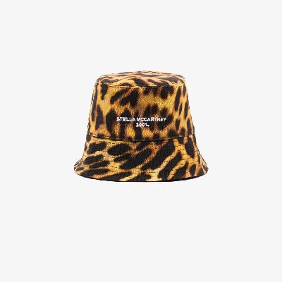 Stella McCartney - Orange Leopard Print Logo Cotton Bucket Hat