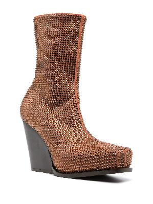 Stella McCartney - Brown Crystal Cowboy 80 Faux Leather Boots