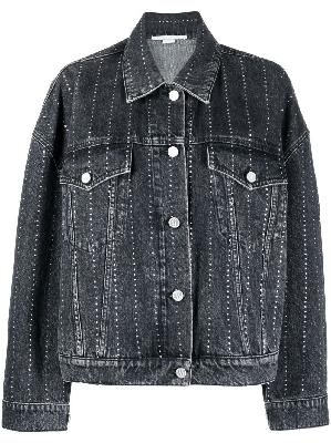 Stella McCartney - Black Crystal-Embellished Pinstriped Denim Jacket