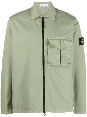 Stone Island - Khaki Green Compass Patch Cargo Shirt Jacket